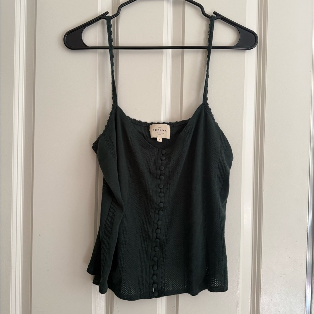 Sezane Dark Green Women's Knit Tank